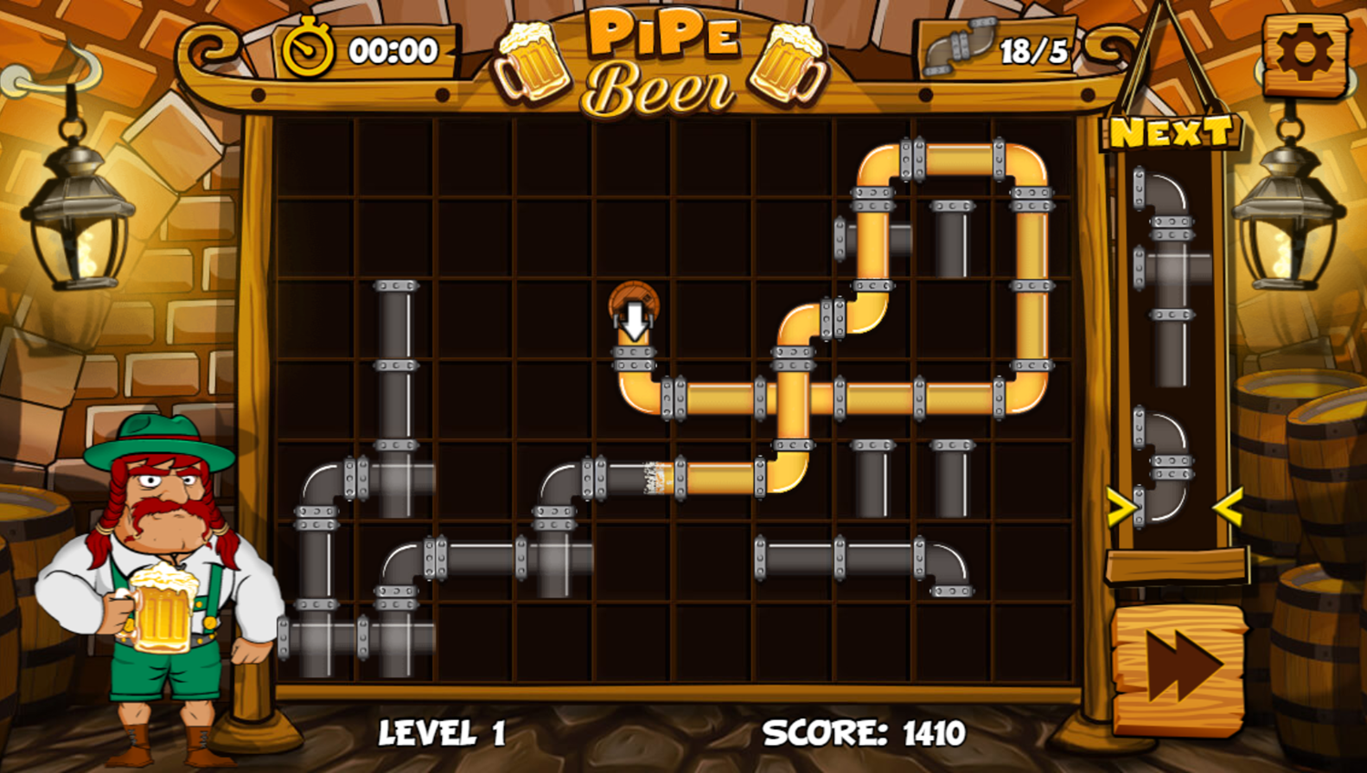 Pipe Beer Game Level Play Screenshot.