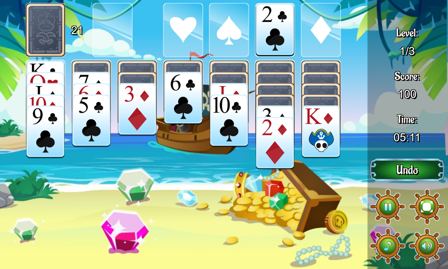 Pirate Klondike Game Play Screenshot.