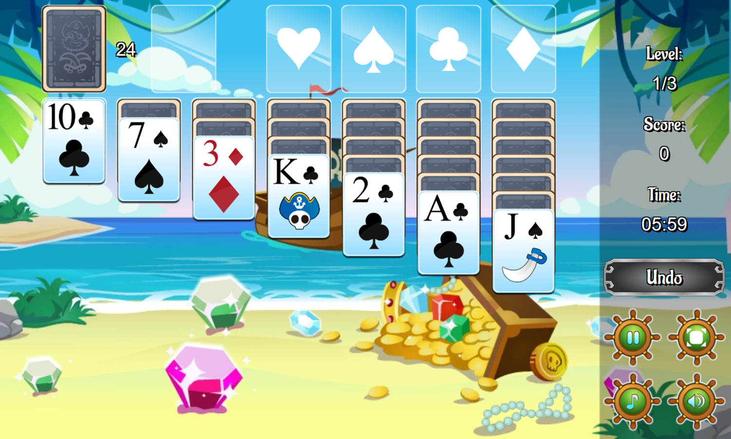 Pirate Klondike Game Start Screenshot.