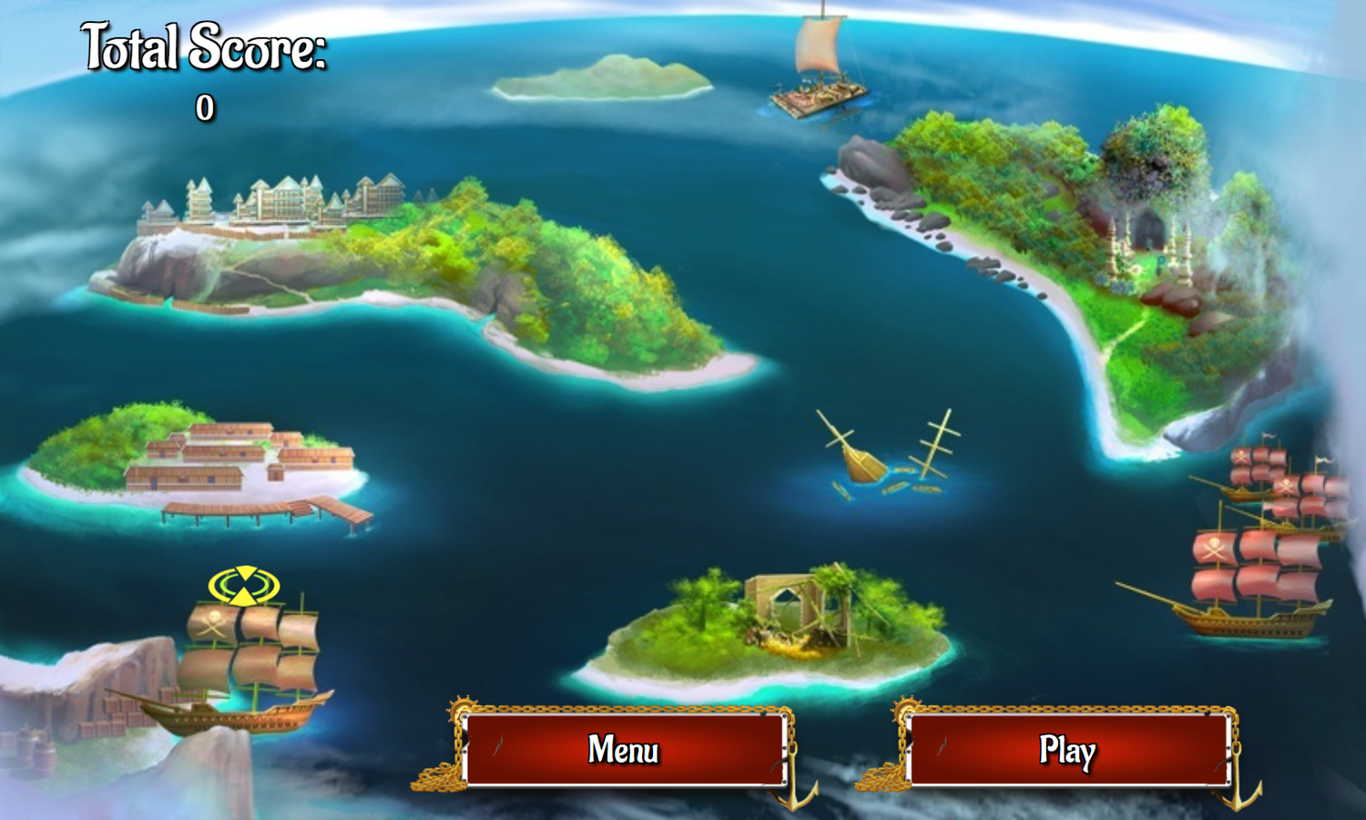 Pirates and Treasures Game Level Select Screenshot.