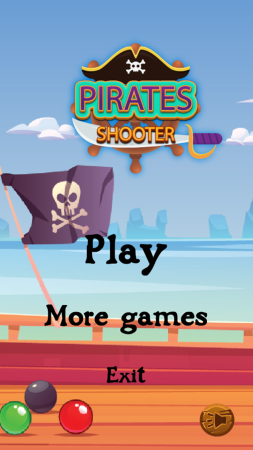 Pirates Shooter Game Welcome Screen Screenshot.