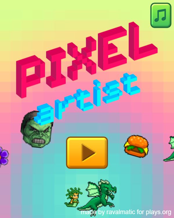 Pixel Artist Game Welcome Screen Screenshot.