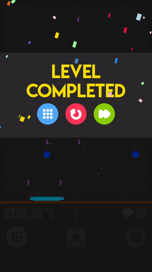 Pixel Brick Breaker Game Level Completed Screenshot.