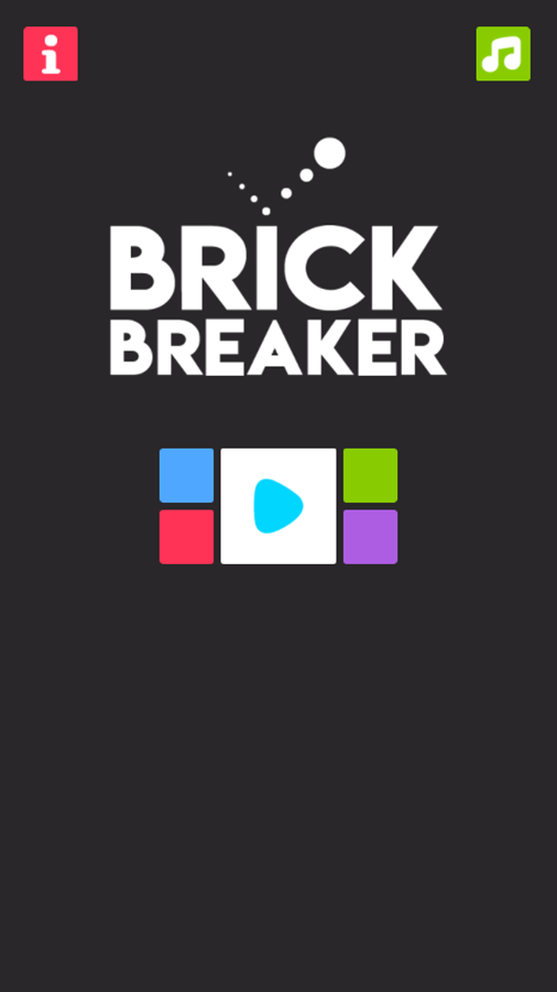 Pixel Brick Breaker Game Welcome Screen Screenshot.