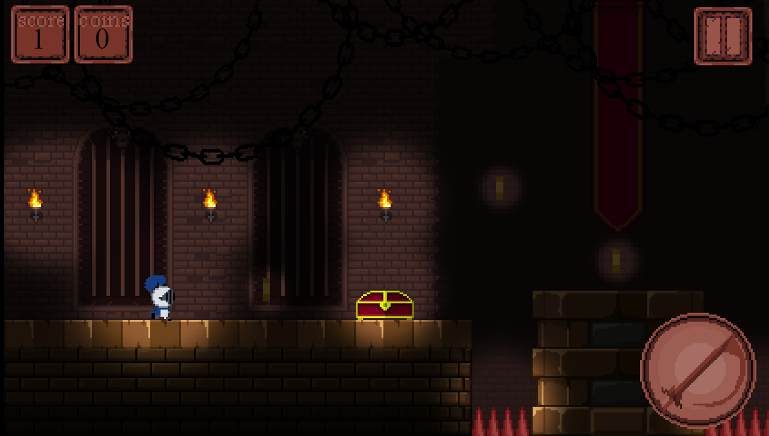 Pixel Castle Runner Game Start Screenshot.