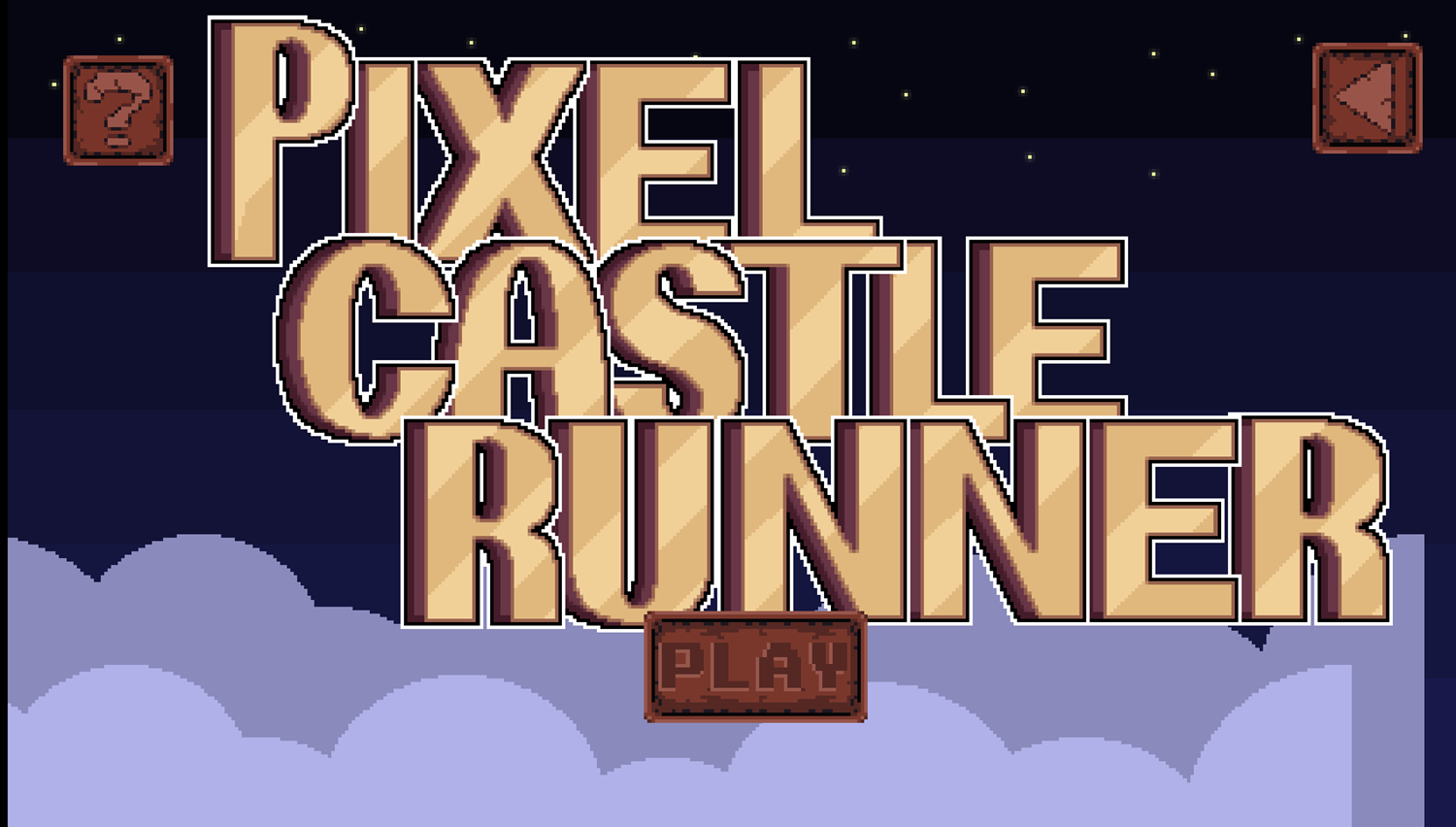 Pixel Castle Runner Game Welcome Screen Screenshot.