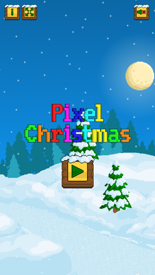 Pixel Christmas Game Welcome Screen Screenshot.