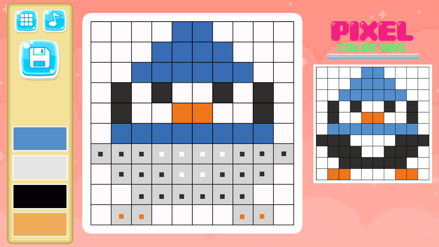 Pixel Color Kids Game Color Progress Screenshot.