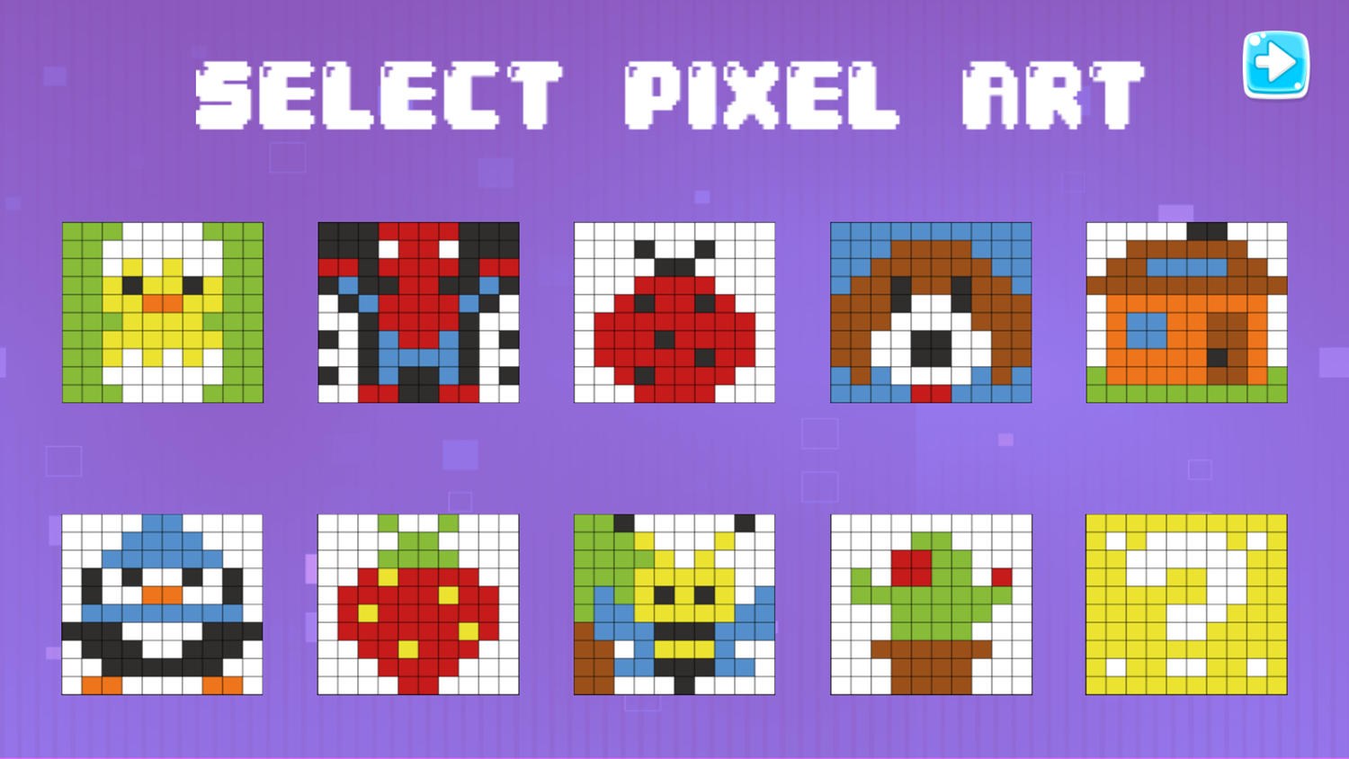 Pixel Color Kids Game Select Pixel Art Screenshot.