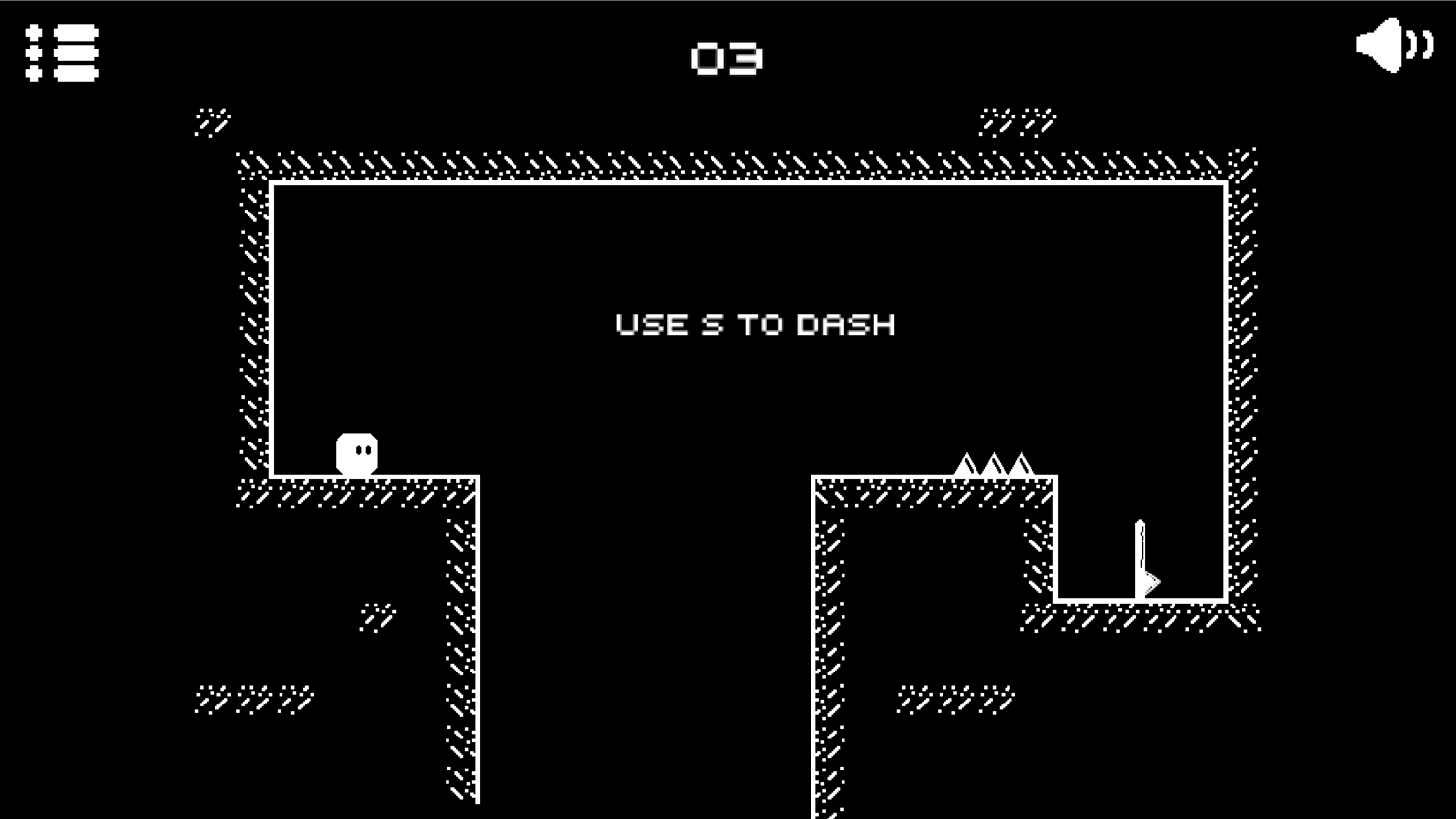 Pixel Dash Game Dashing Instructions Screenshot.
