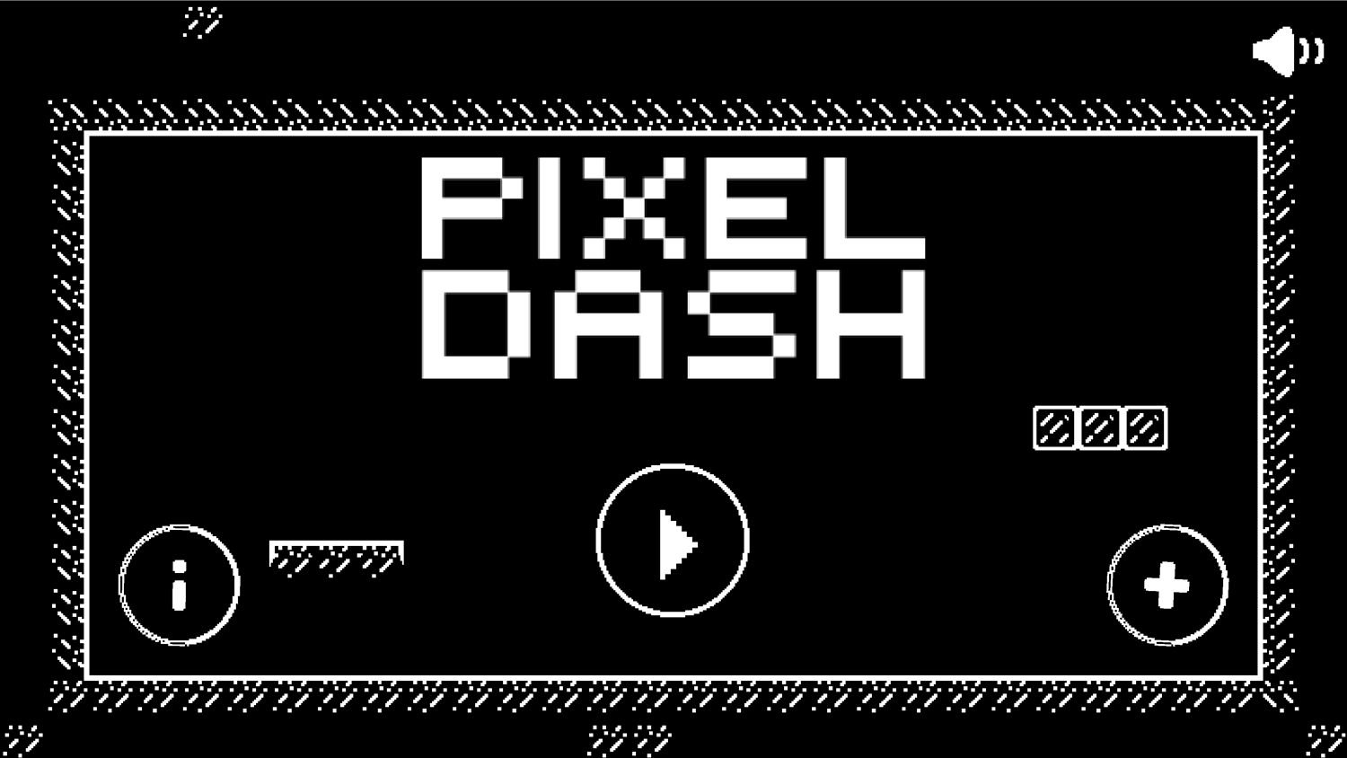 Pixel Dash Game Welcome Screen Screenshot.