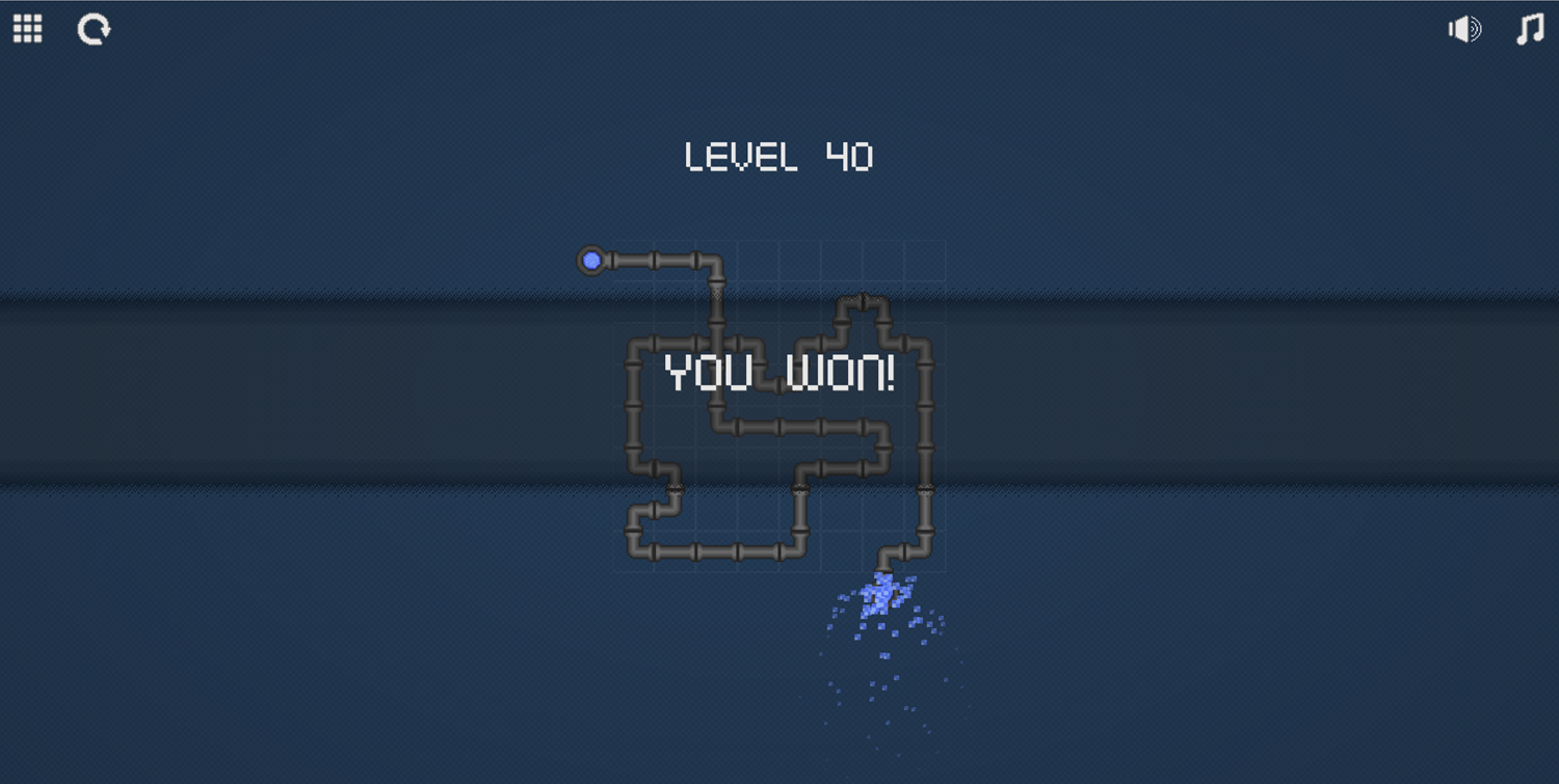 Pixel Pipes Game Final Level Beat Screen Screenshot.