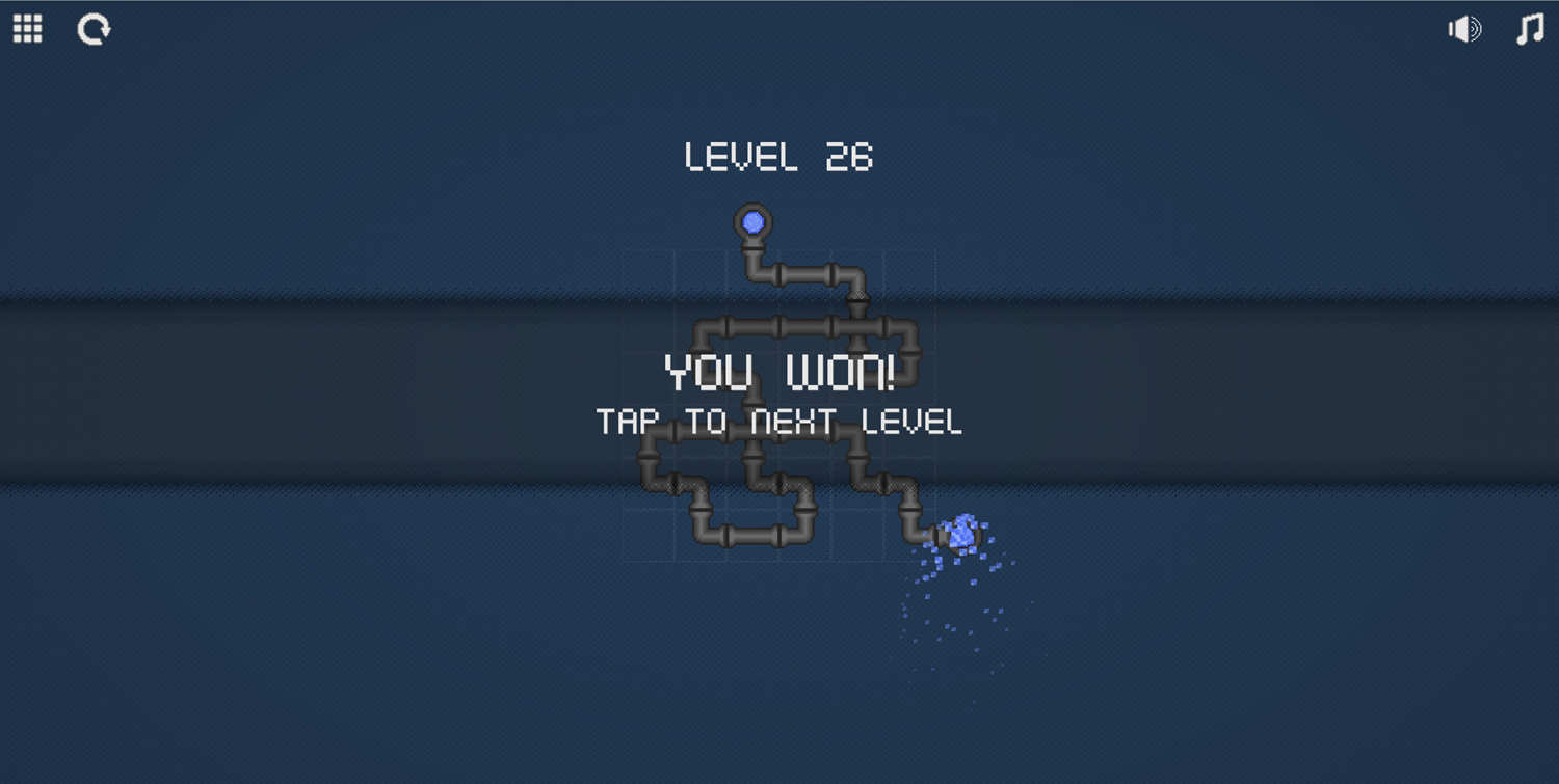 Pixel Pipes Game Level Complete Screen Screenshot.