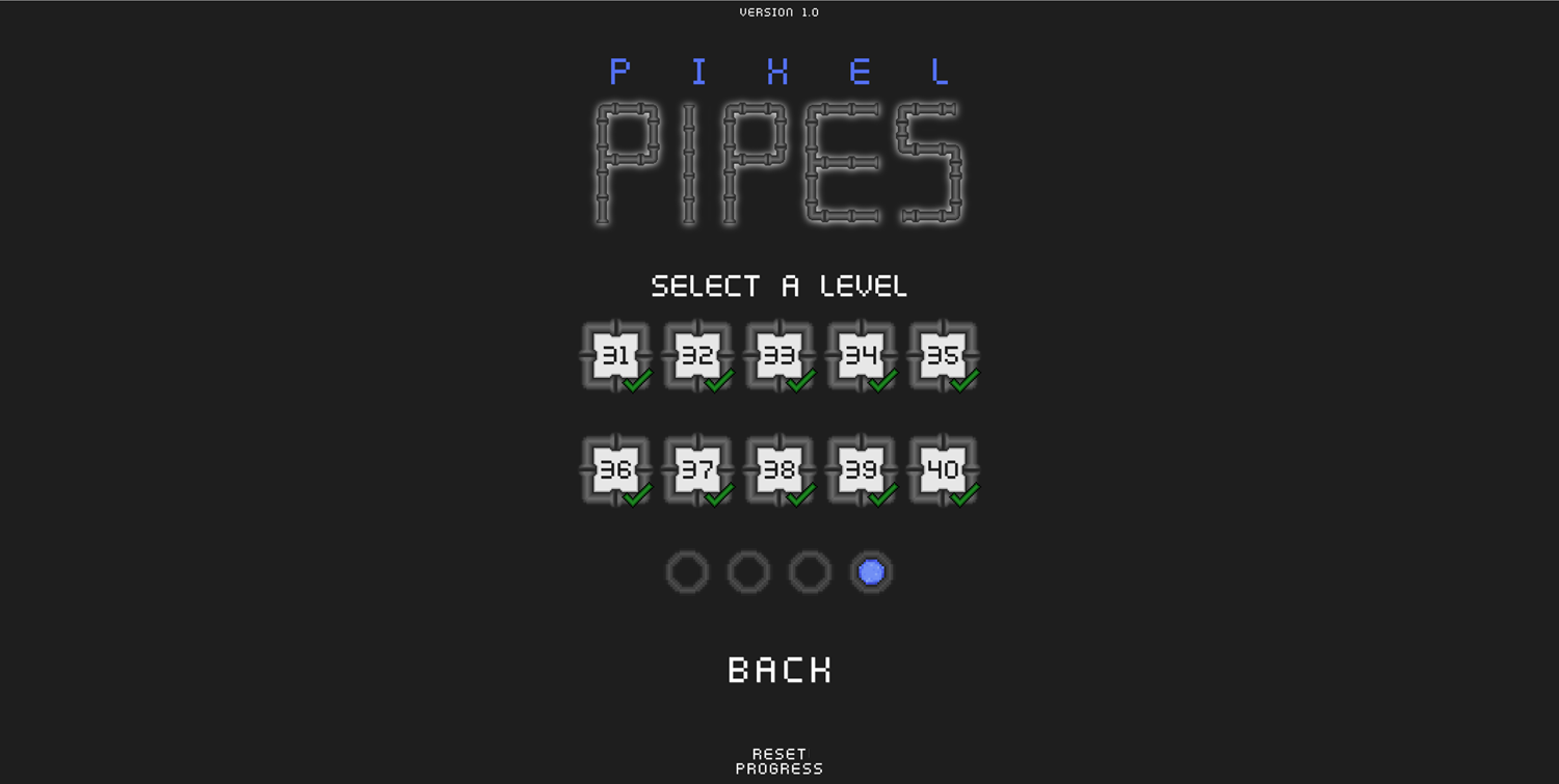 Pixel Pipes Game Level Select Screen Screenshot.