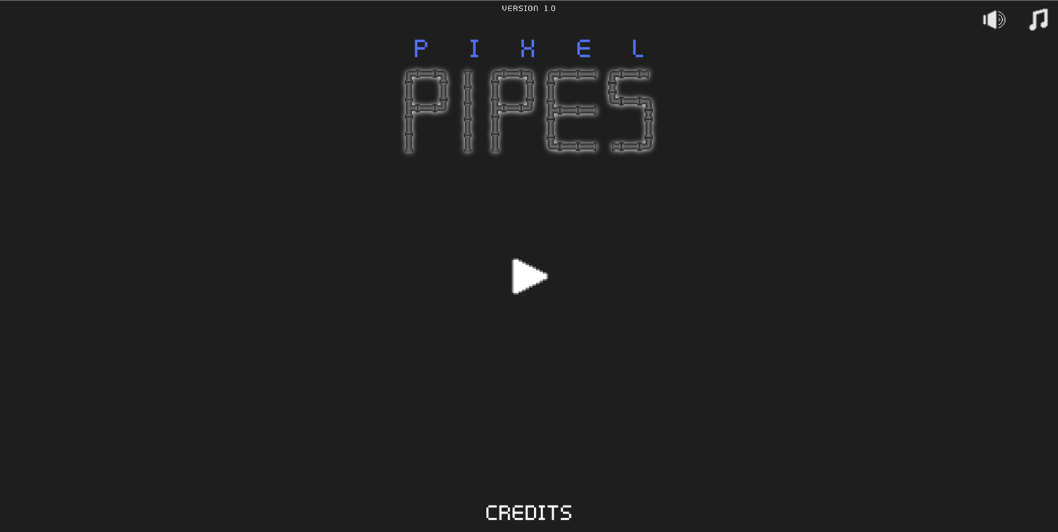 Pixel Pipes Game Welcome Screen Screenshot.