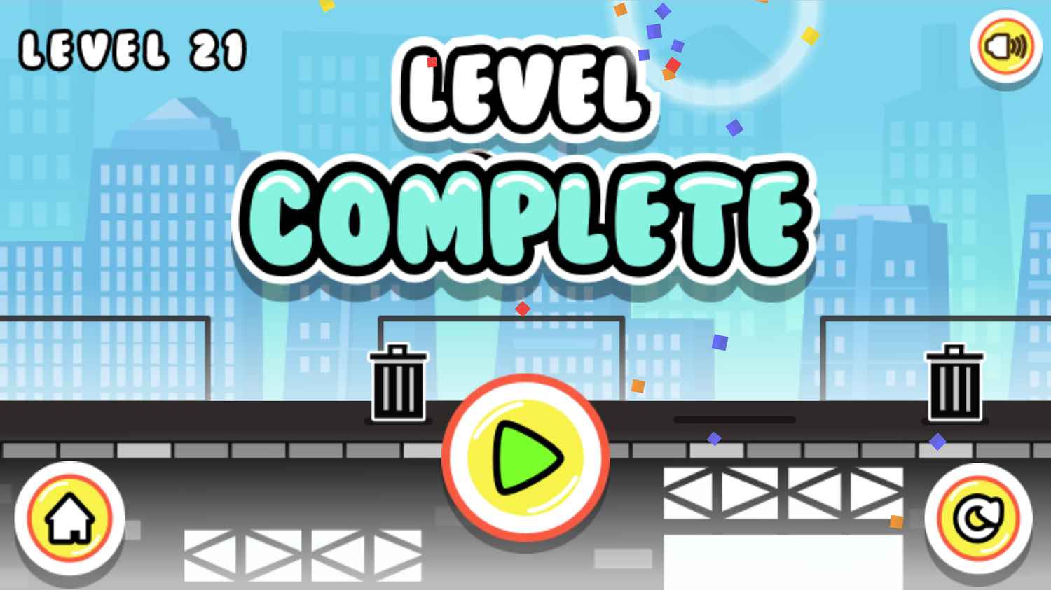 Pixel Skate Game Level Complete Screen Screenshot.