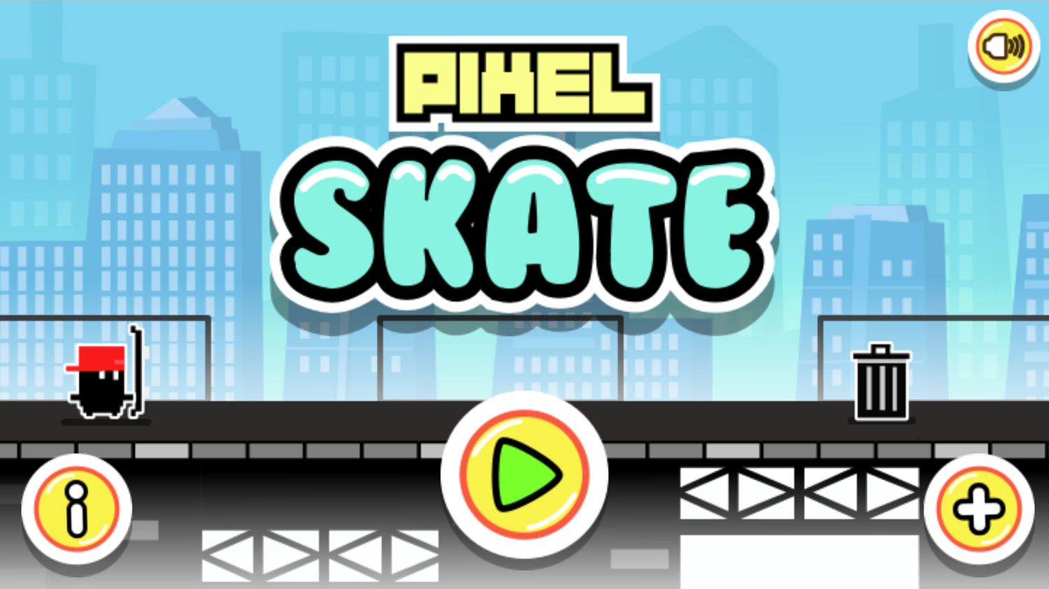 Pixel Skate Game Welcome Screen Screenshot.