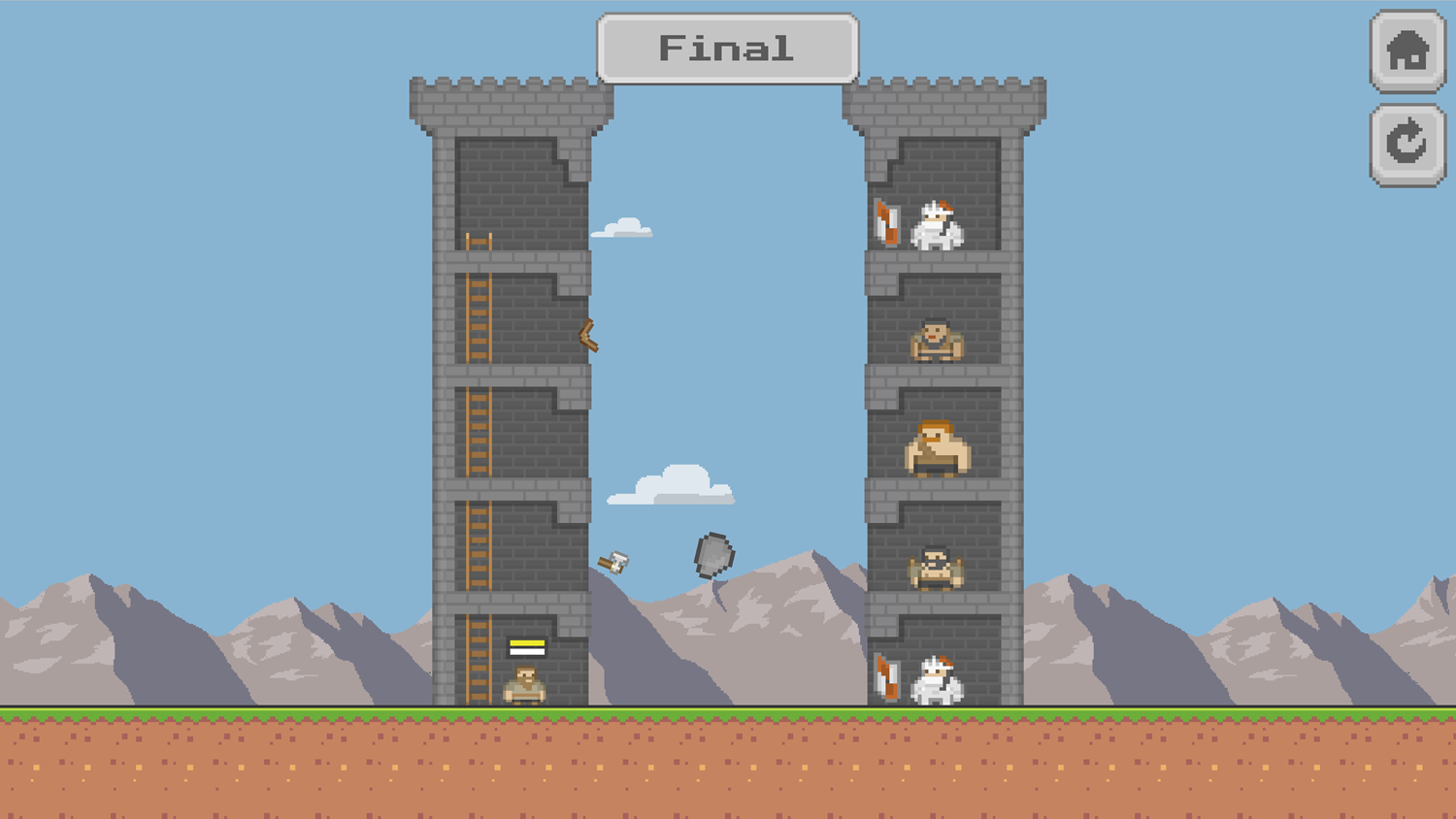 Pixel Tower Battle Game Final Level Screenshot.