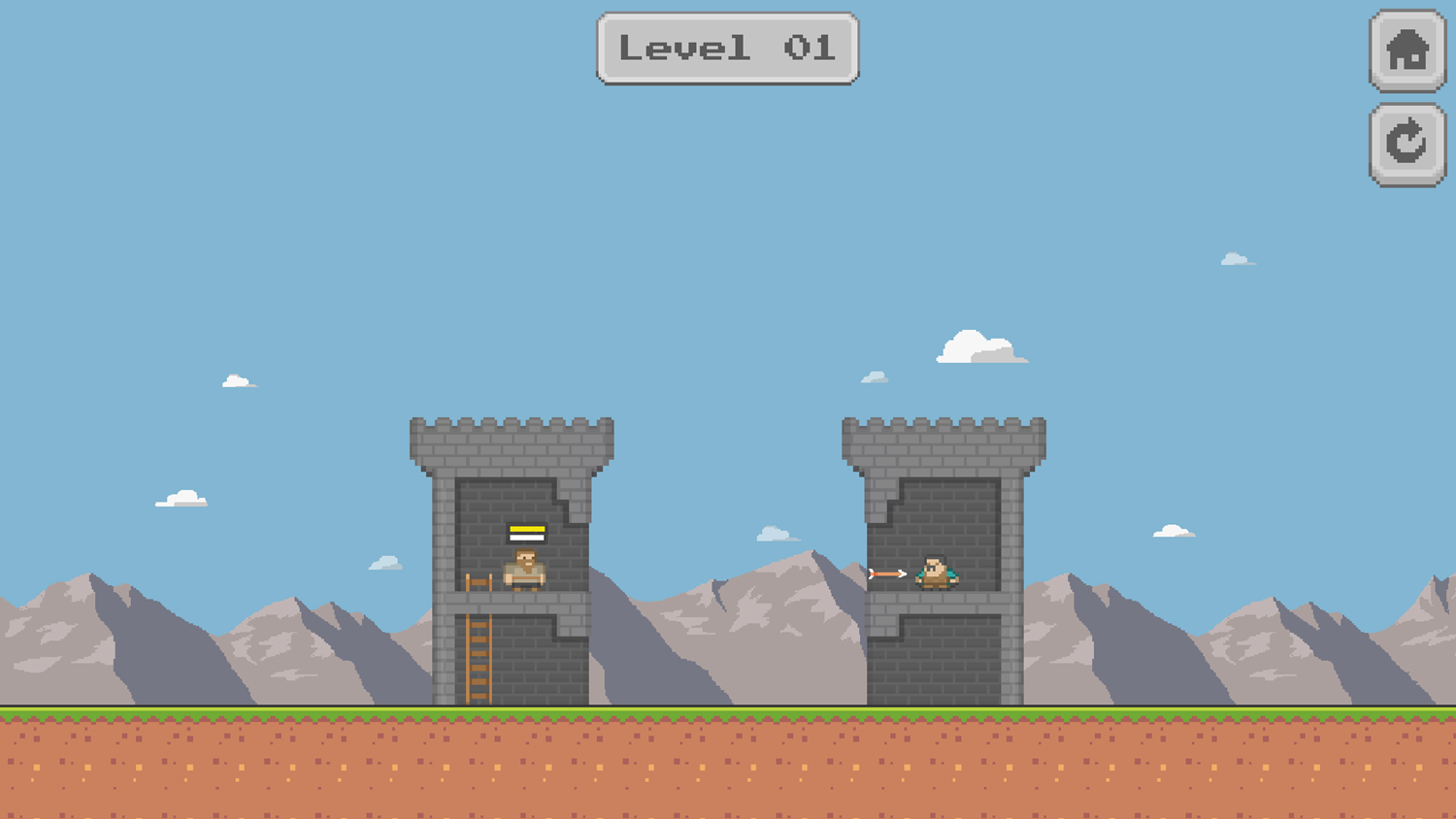 Pixel Tower Battle Game Level Play Screenshot.