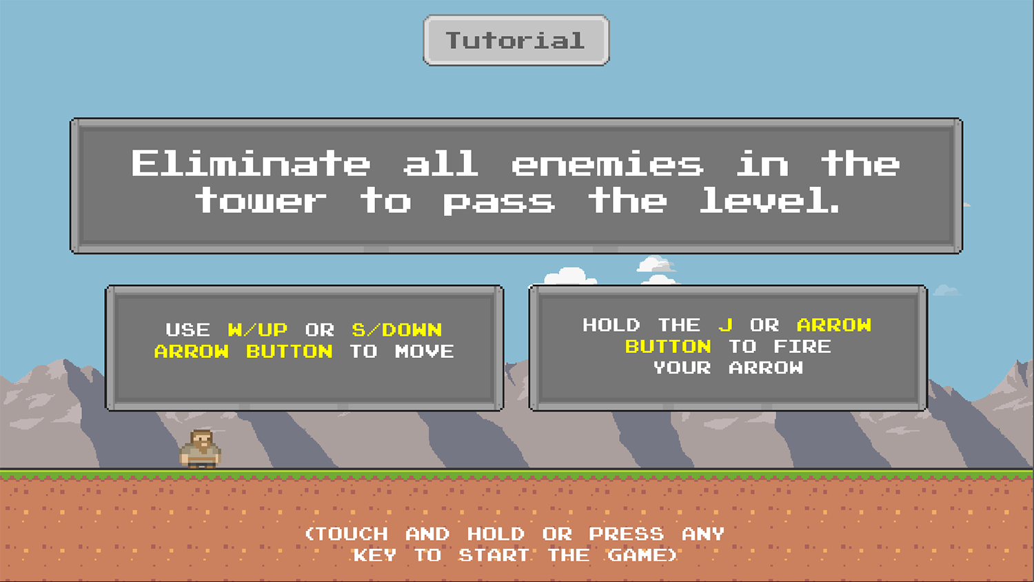 Pixel Tower Battle Game Tutorial Screenshot.