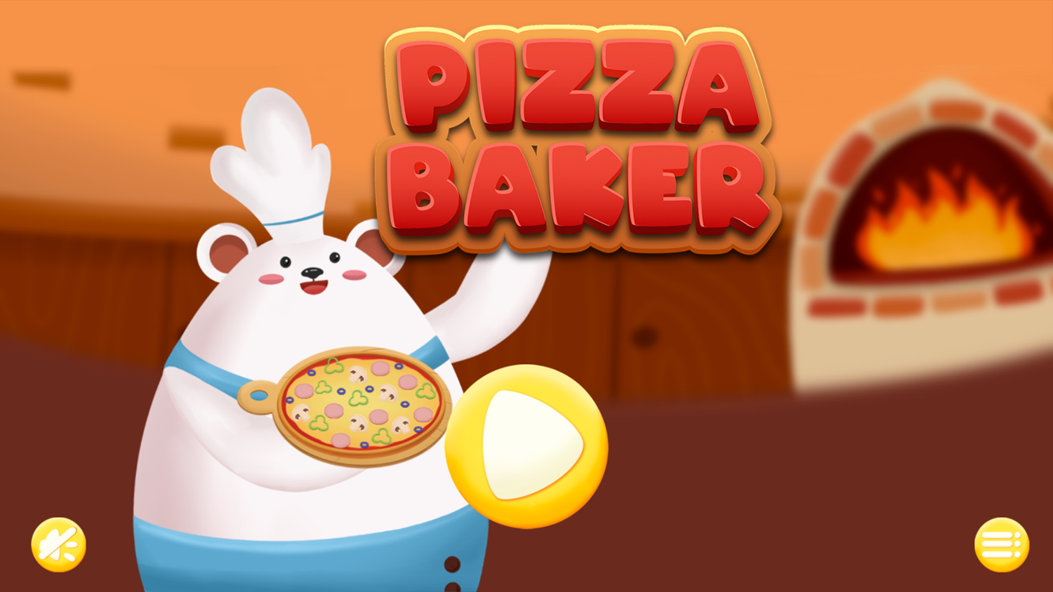 Pizza Baker Game Welcome Screen Screenshot.