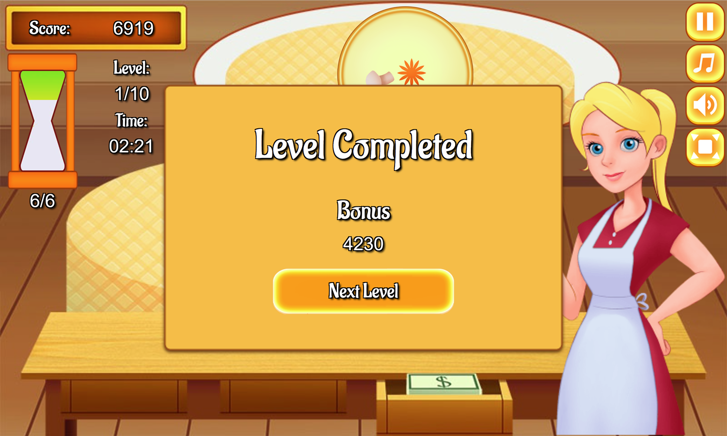 Pizza Chief Game Level Completed Screen Screenshot.