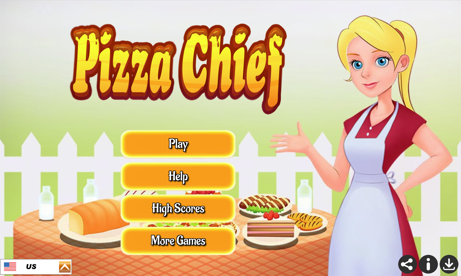 Pizza Chief Game Welcome Screen Screenshot.