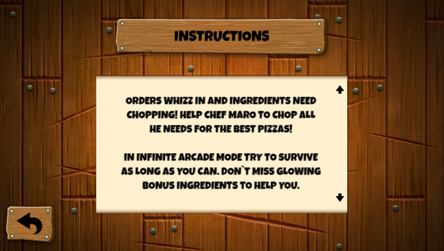 Pizza Ninja 3 Game Instructions Screenshot.