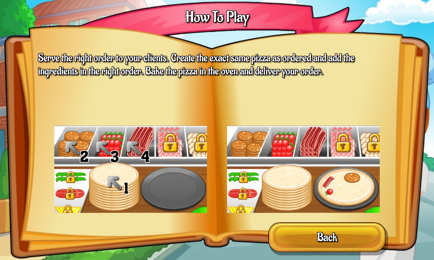 Pizzeria Game How To Play Screenshot.