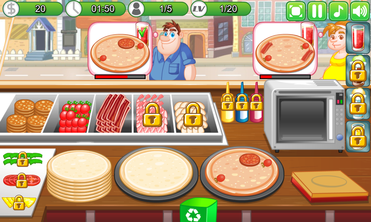 Pizzeria Game Level Play Screenshot.