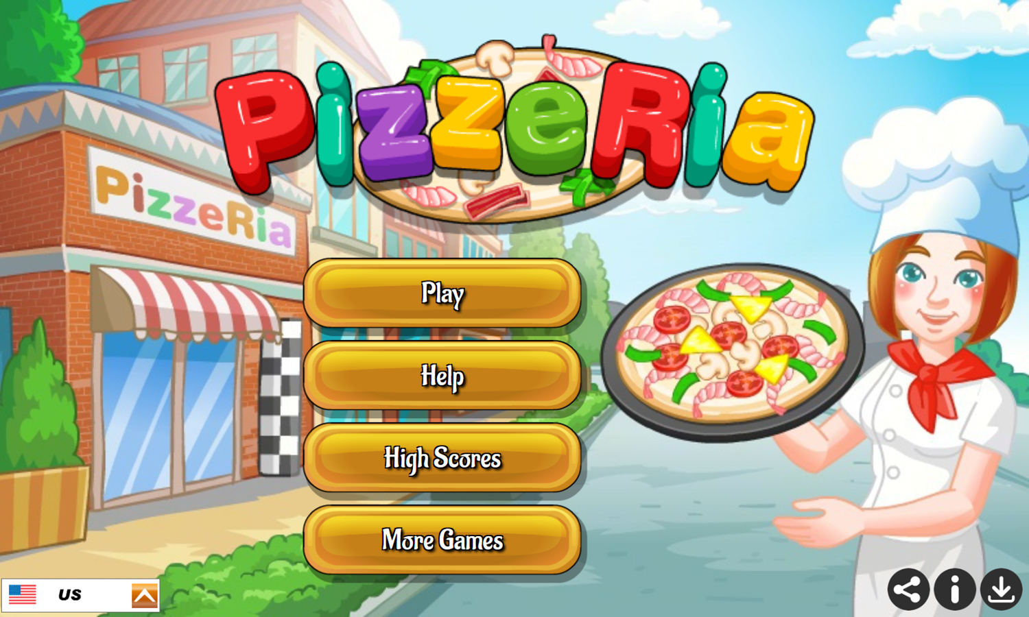 Pizzeria Game Welcome Screen Screenshot.