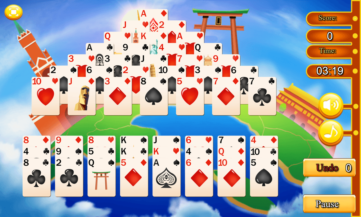 Planet Solitaire Game Start Screenshot.