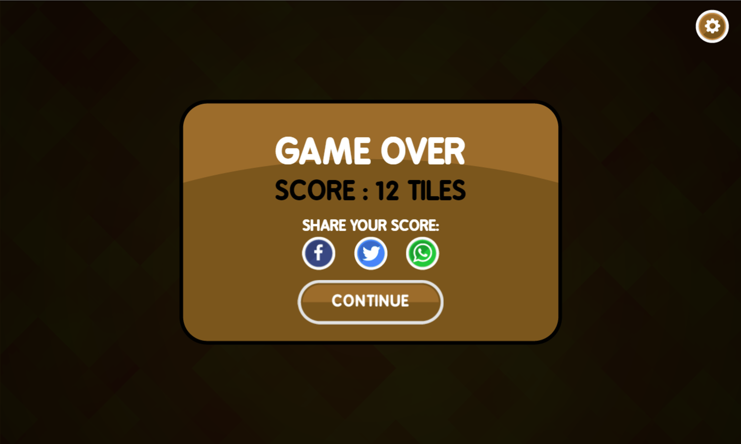 Play Checkers Game Over Screen Screenshot.