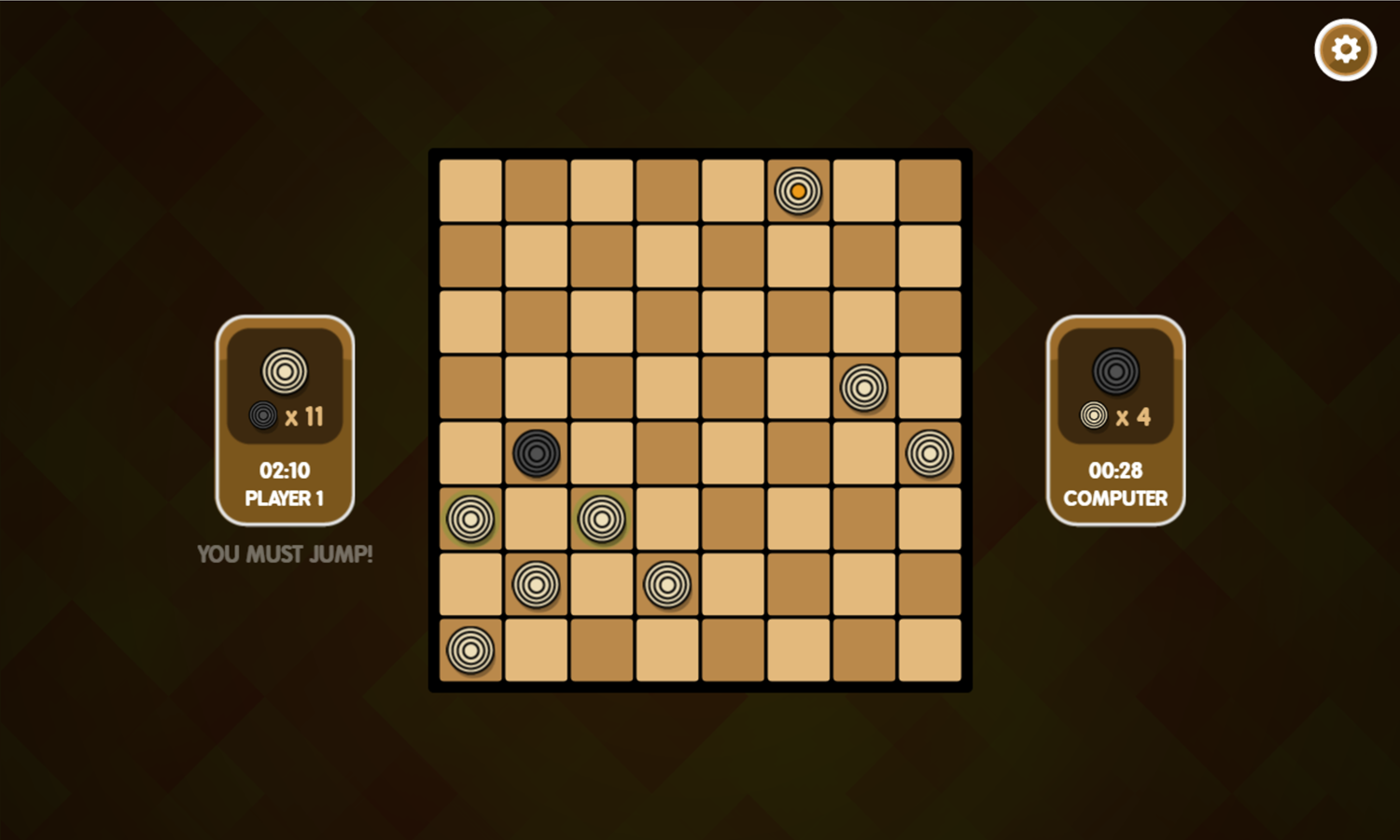 Play Checkers Gameplay Screenshot.