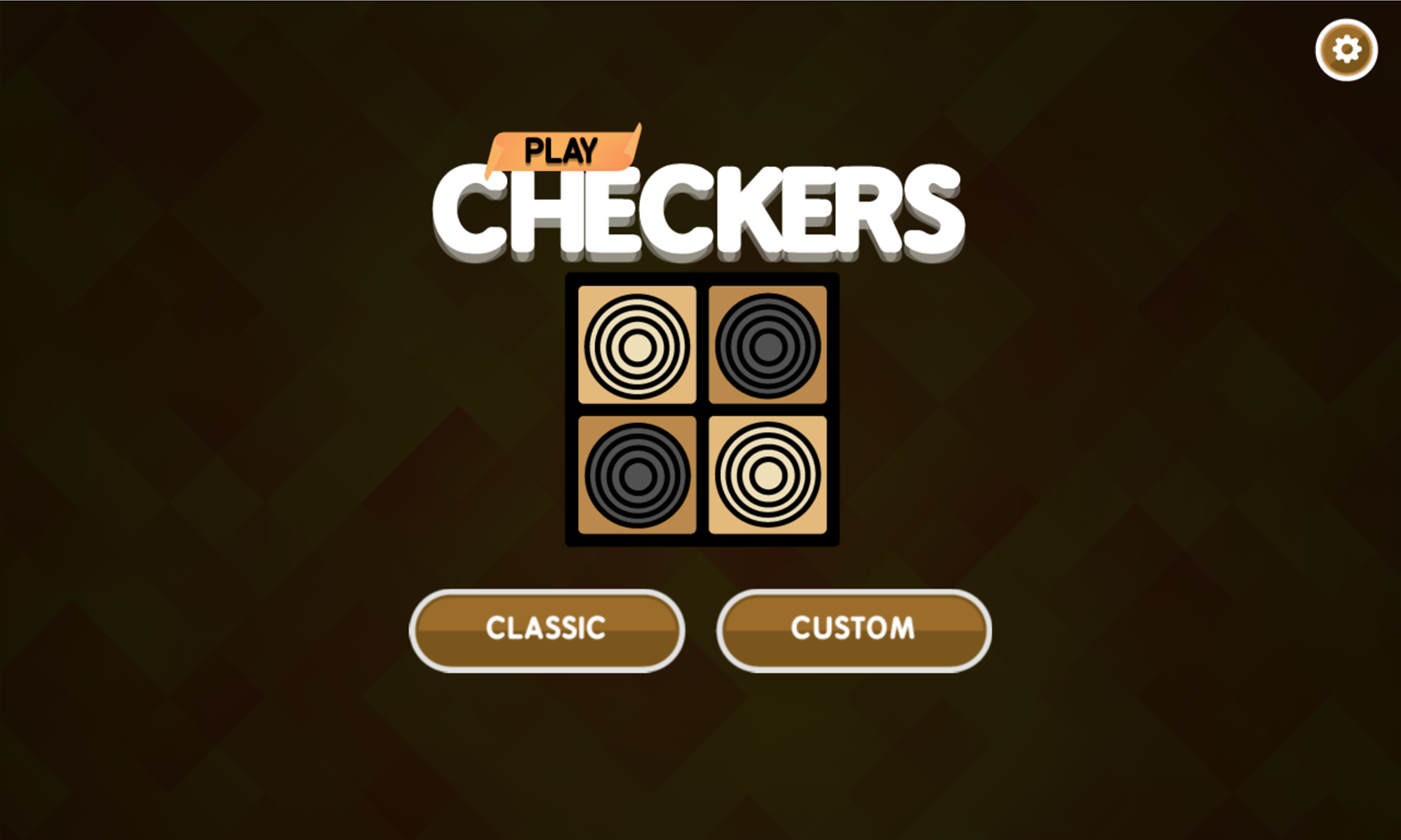 Play Checkers Game Welcome Screen Screenshot.