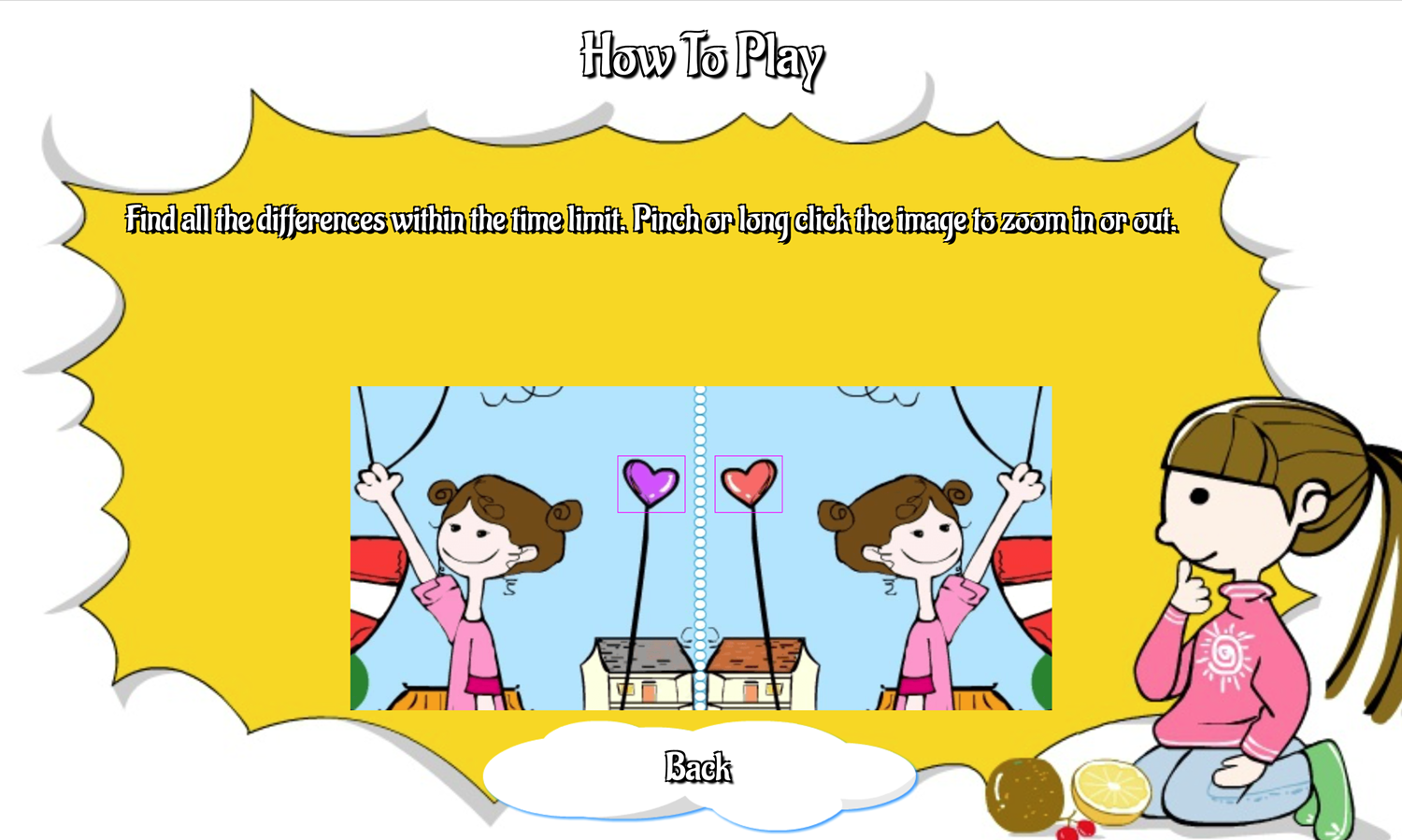 Playground Differences Game How to Play Screen Screenshot.