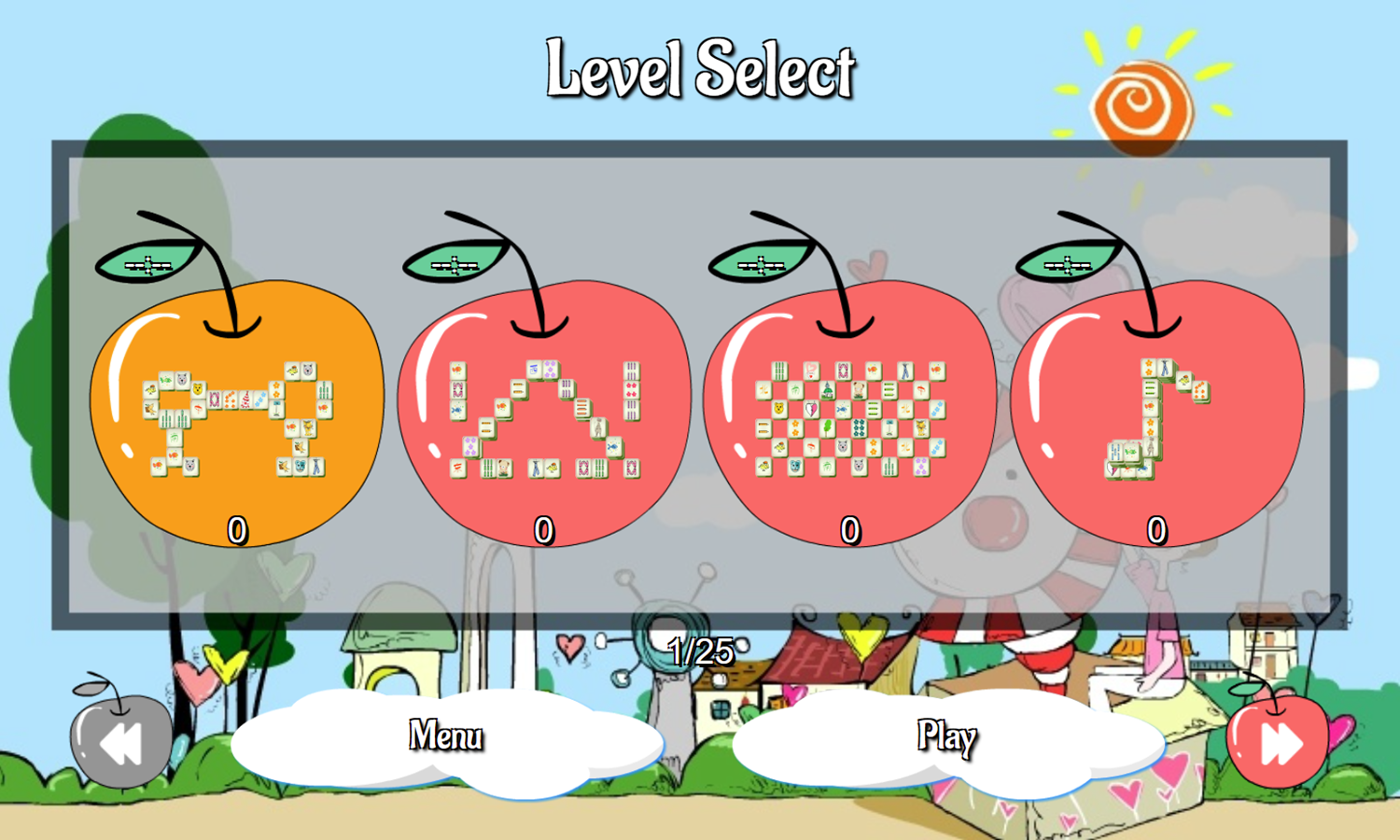 Playground Mahjong Game Level Select Screen Screenshot.