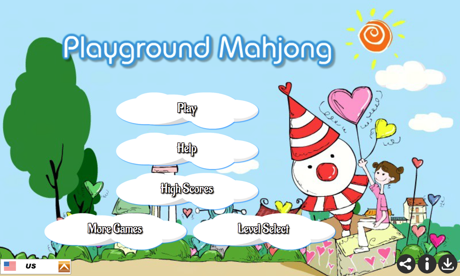 Playground Mahjong Game Welcome Screen Screenshot.