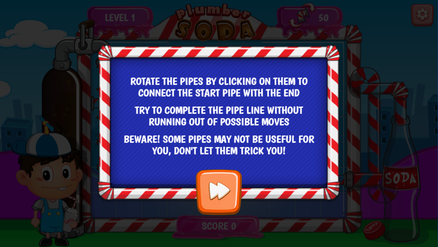 Plumber Soda Game How To Play Screenshot.