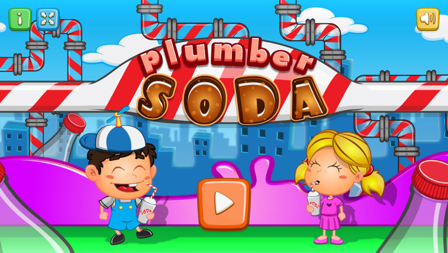 Plumber Soda Game Welcome Screen Screenshot.