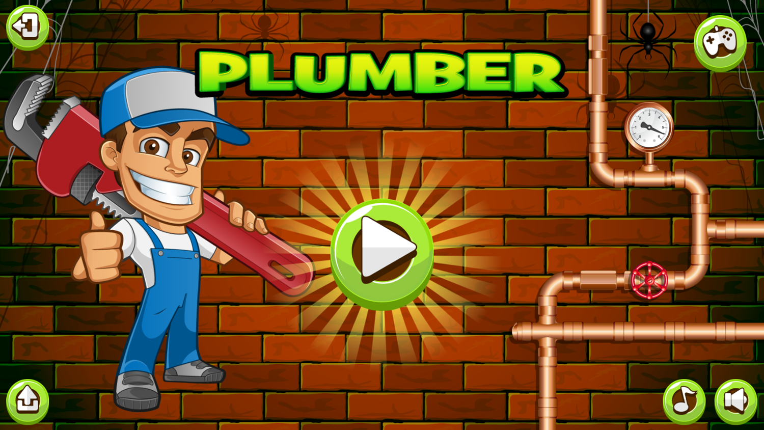 Plumber Game Welcome Screen Screenshot.