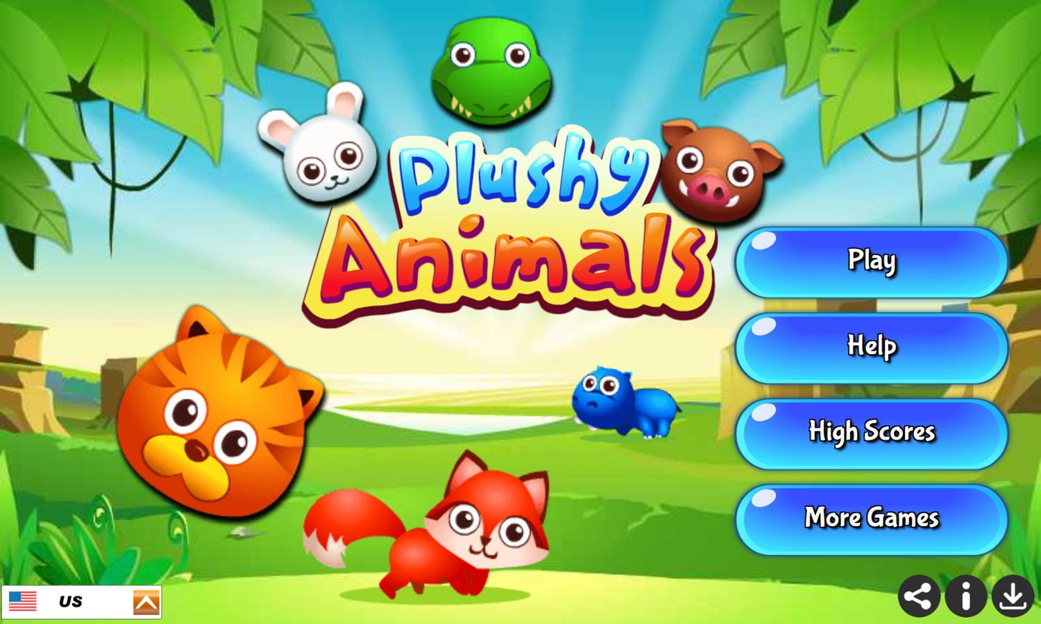 Plushy Animals Game Welcome Screen Screenshot.