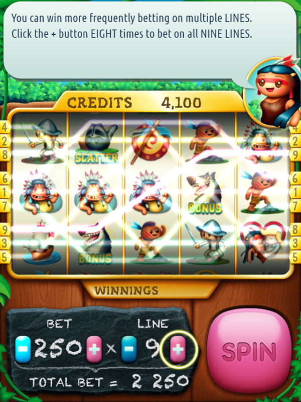 Pocahontas Slots Game Extra Tips Screenshot.