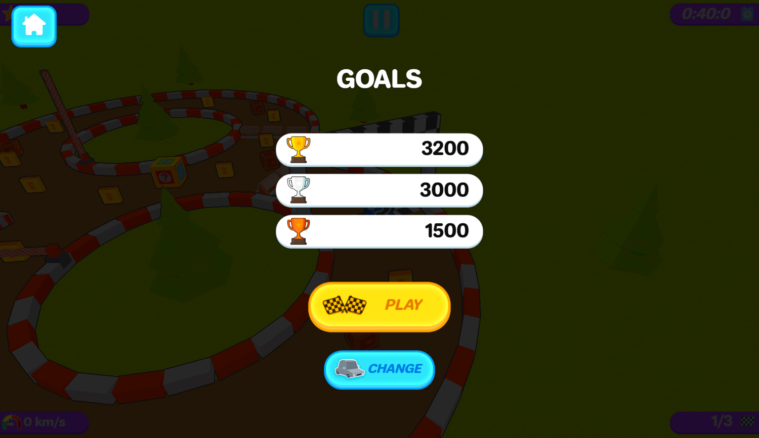 Pocket Drift Game Level Goals Screenshot.