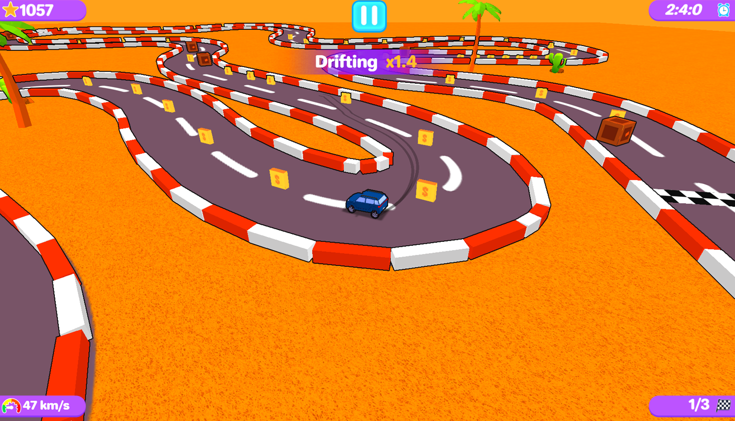Pocket Drift Game Level Progress Screenshot.