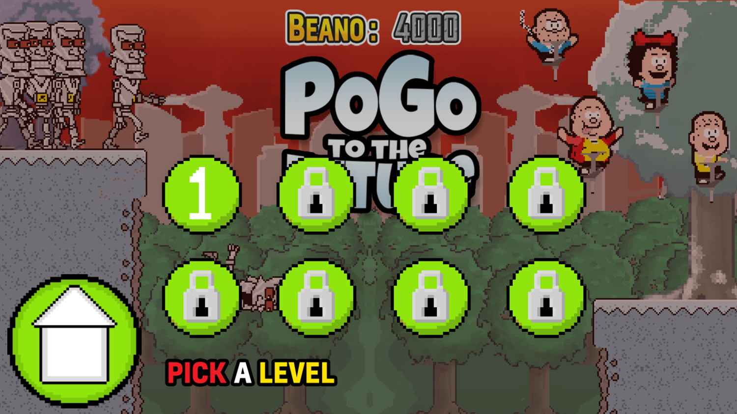 Pogo to the Future Game Pick Level Screenshot.