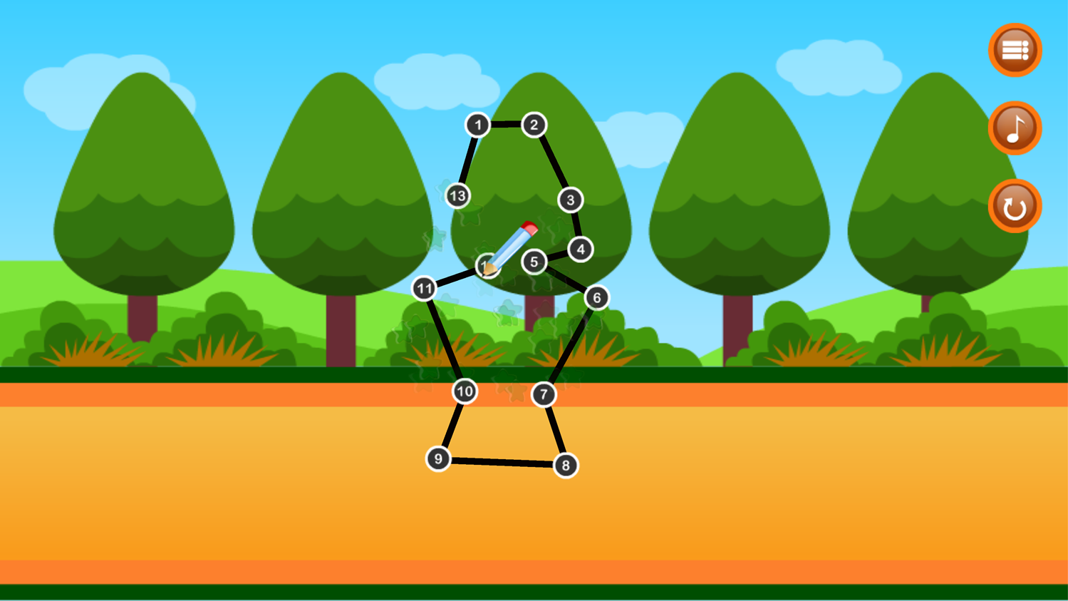 Point to Point Happy Animals Game Screenshot.