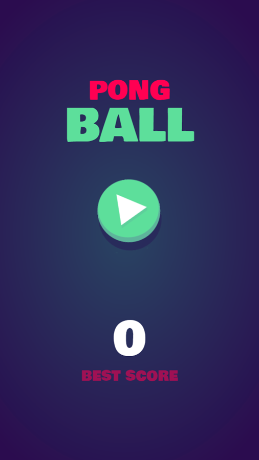 Pong Ball Game Welcome Screen Screenshot.