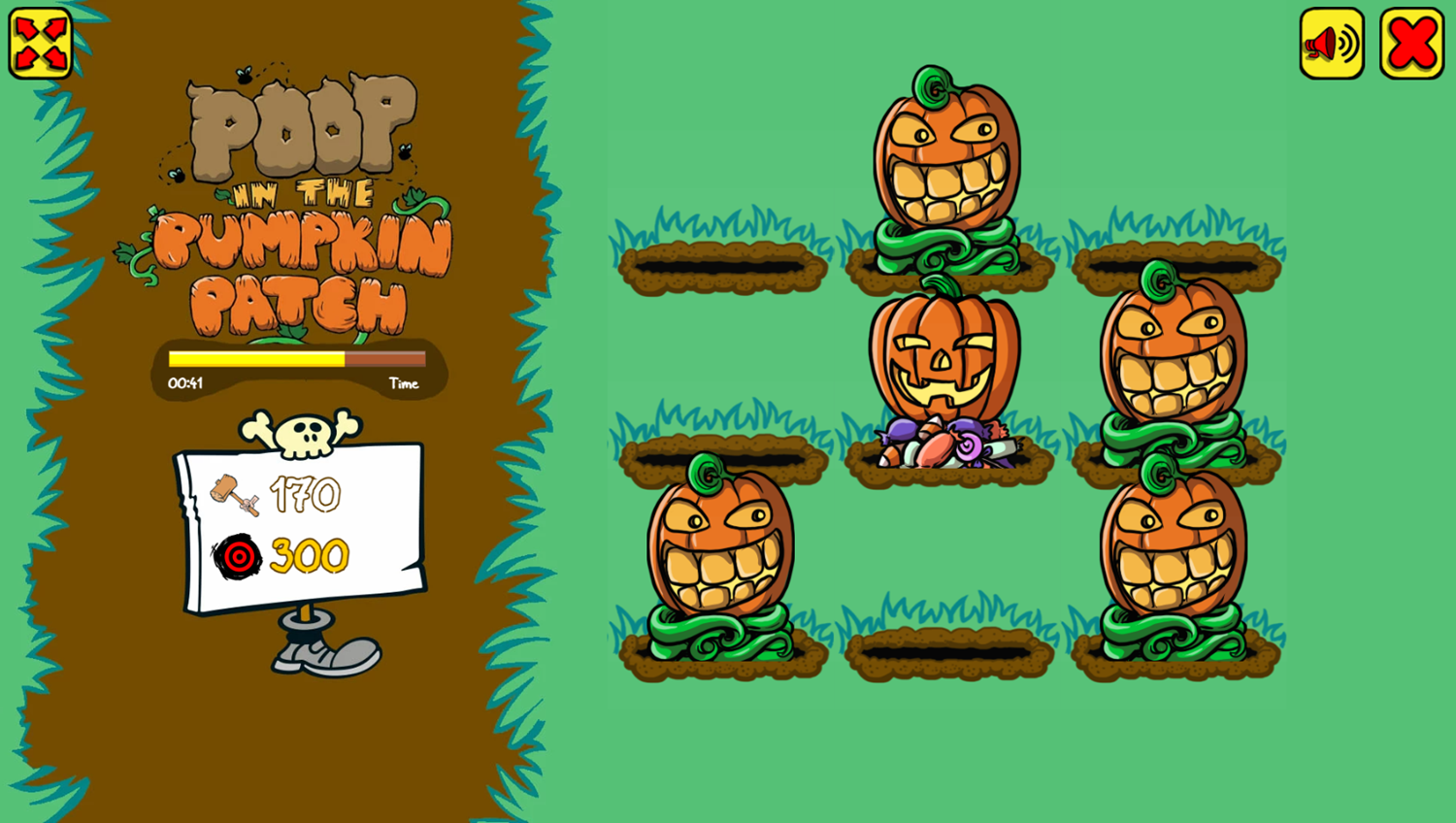 Poop in the Pumpkin Patch Game Play Screenshot.