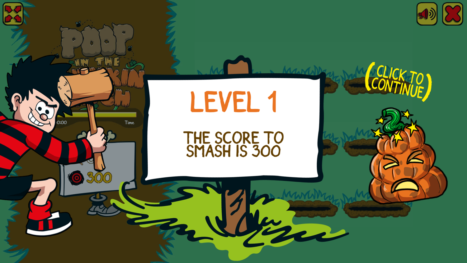 Poop in the Pumpkin Patch Game Level Start Screenshot.